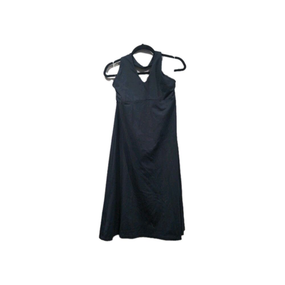 Patagonia Womens Morning Glory Halter Dress Size L Black Wicking Stretch Casual